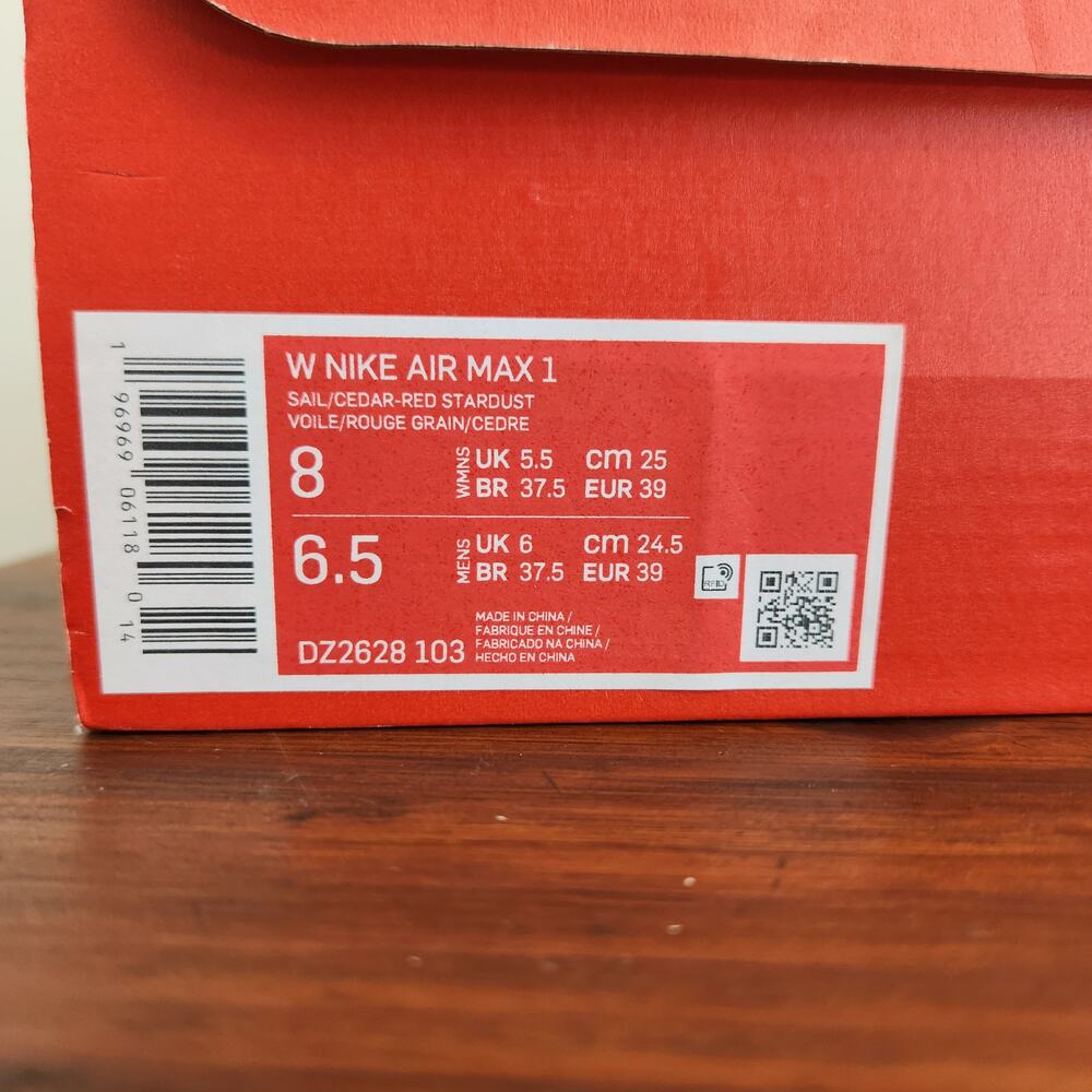 Nike Women's Size 6.5Y/8W Air Max 1 pink/White/Cream‎ - Picture 13 of 13